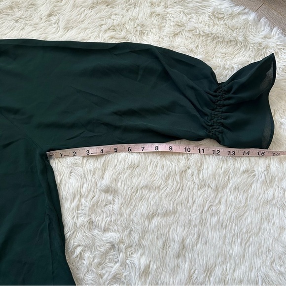Madewell Blouse Long-Sleeve Tie-Neck Top Semisheer Luxury Forest Green M NWT New - Picture 12 of 12